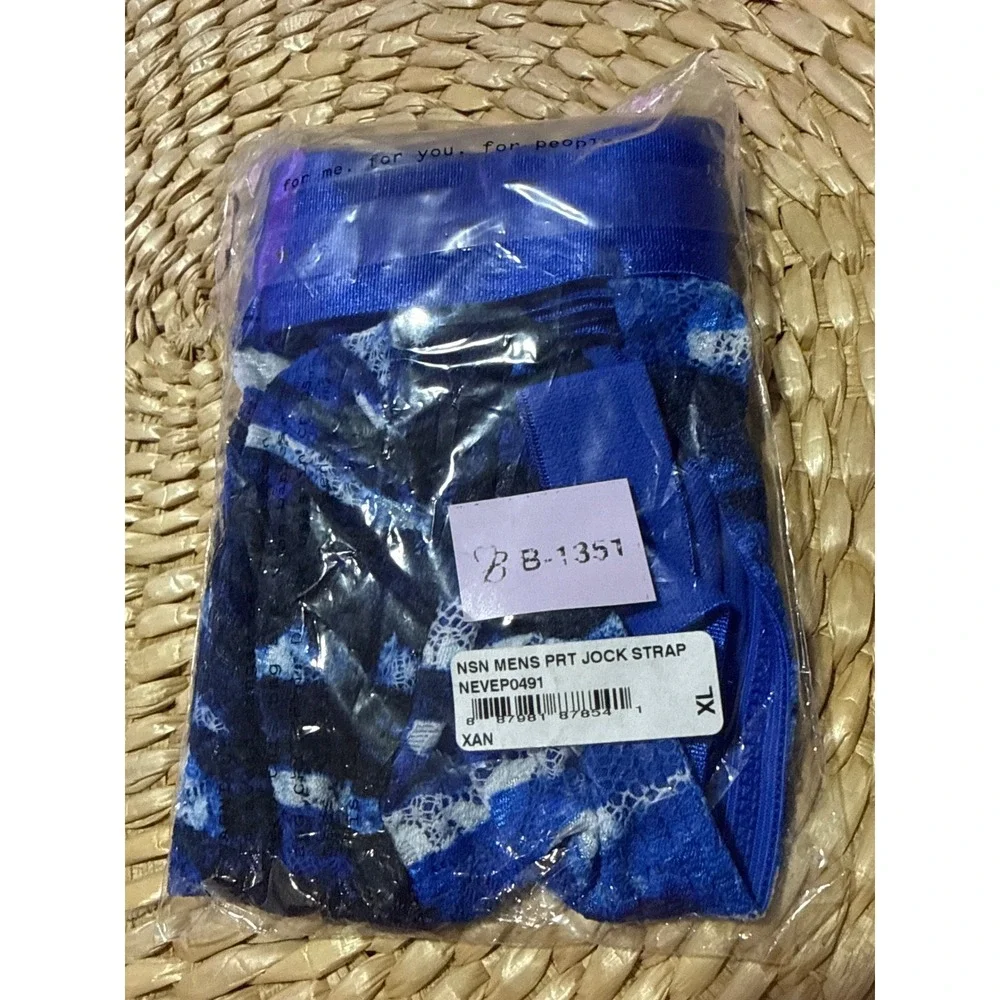 Cosabella Never Say Never Jock Strap Men's Lace Underwear Blue Print XL New